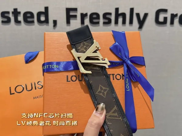 Louis Vuitton LV Initiales Belt Gray Monogram Leather Belt - 5