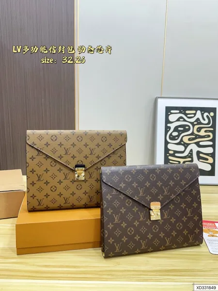 Louis Vuitton Monogram Envelope Clutch Beige Shoulder Bag Clutches - 2