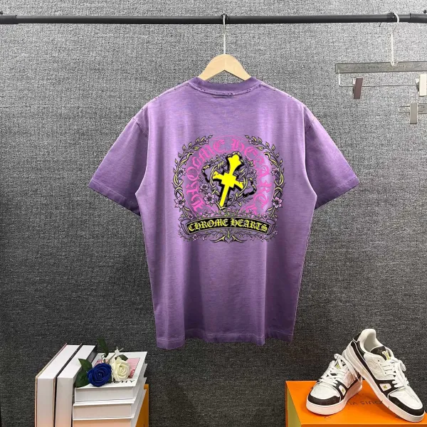 Chrome Hearts Cross Swirl Print Pink T-Shirt - 49