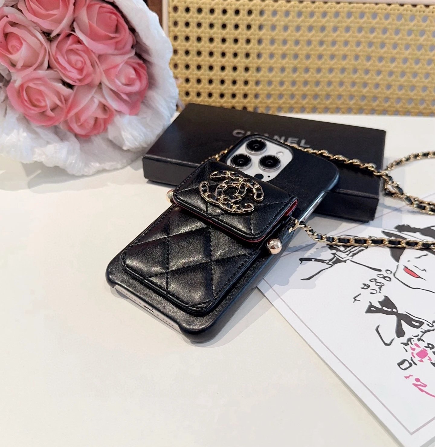 Prada Saffiano Leather Phone Case with Card Holder and Mini Crossbody Strap in Red Phone Accessories - 83