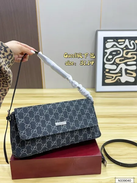 Gucci GG Marmont Mini Shoulder Bag Dark Gray Monogram Canvas - 14