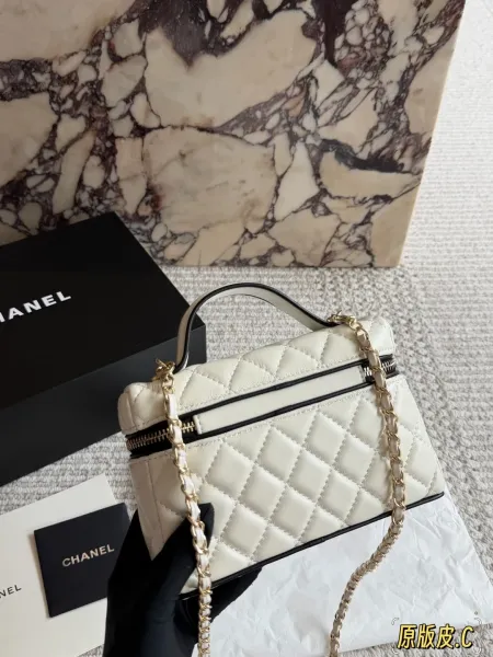 Chanel Mini Vanity Bag White Quilted Leather Handbag - 5