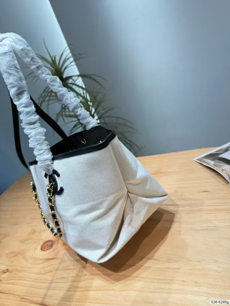 Chanel Raffia Tote Bag Pink Beige Handbag - 25