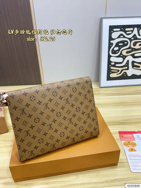 Louis Vuitton Monogram Envelope Clutch Beige Shoulder Bag Clutches - 11