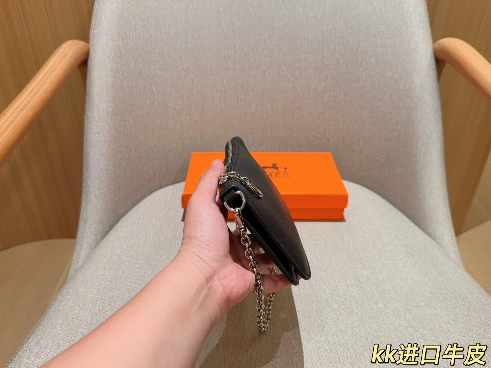 Hermès Mini Évelyne Chain Wallet in White Taurillon Leather Clutches - 24