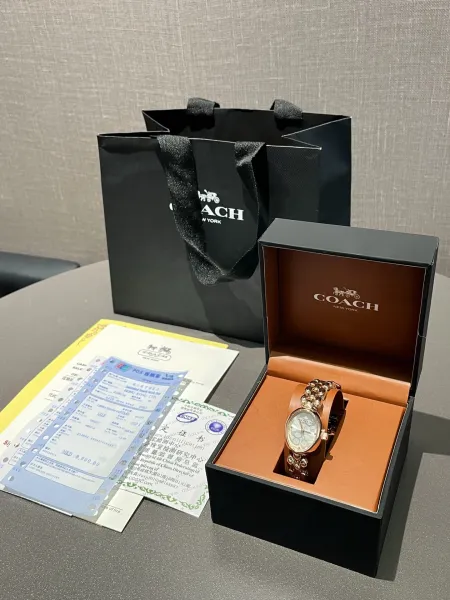 Coach Madison Oval Rose Gold-Tone Watch with Black Dial and Chain Bracelet Watches - 13