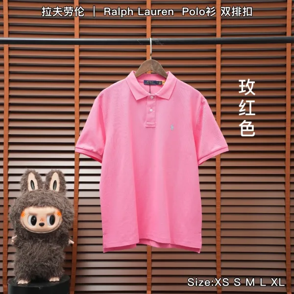 Ralph Lauren Polo Shirt Double-Button Charcoal Gray Polo Tops Polo - 7