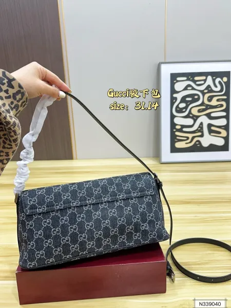 Gucci GG Marmont Mini Shoulder Bag Dark Gray Monogram Canvas - 10