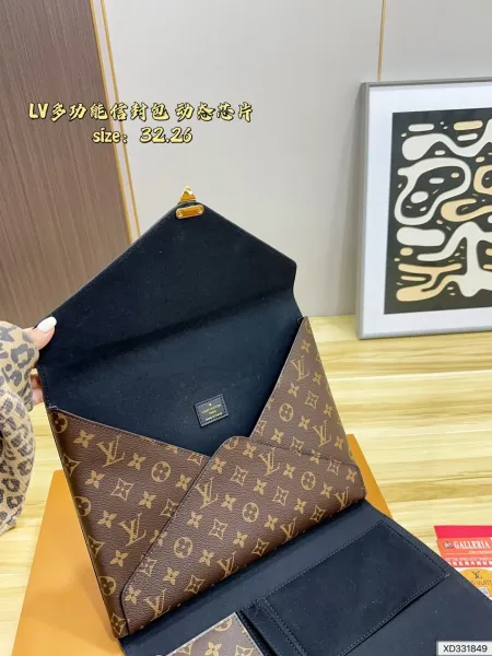 Louis Vuitton Monogram Envelope Clutch Beige Shoulder Bag Clutches - 7