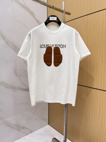 Louis Vuitton Slides Graphic T-Shirt White - 1