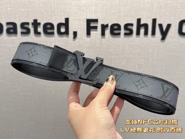 Louis Vuitton LV Initiales Belt Gray Monogram Leather Belt - 8