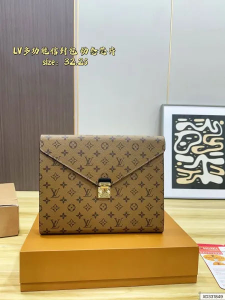 Louis Vuitton Monogram Envelope Clutch Beige Shoulder Bag Clutches - 3