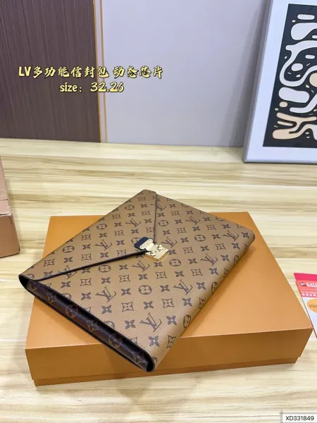 Louis Vuitton Monogram Envelope Clutch Beige Shoulder Bag Clutches - 5