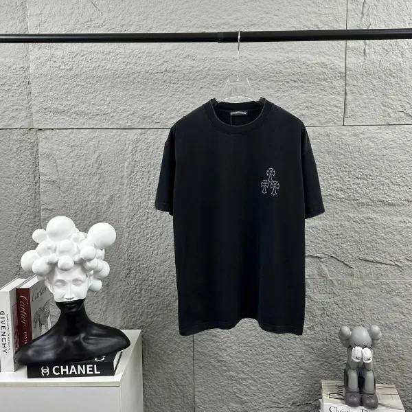 Chrome Hearts Triple Cross Embroidered Black T-Shirt - 1