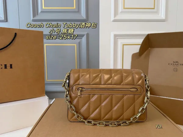 Coach Chain Tabby Quilted Black and Silver Crossbody Bag - 23