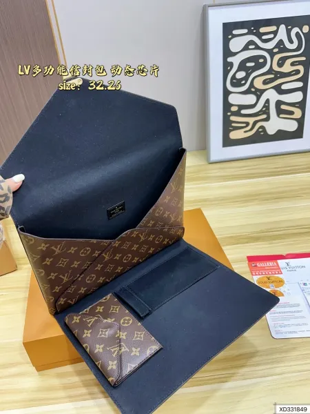 Louis Vuitton Monogram Envelope Clutch Beige Shoulder Bag Clutches - 10