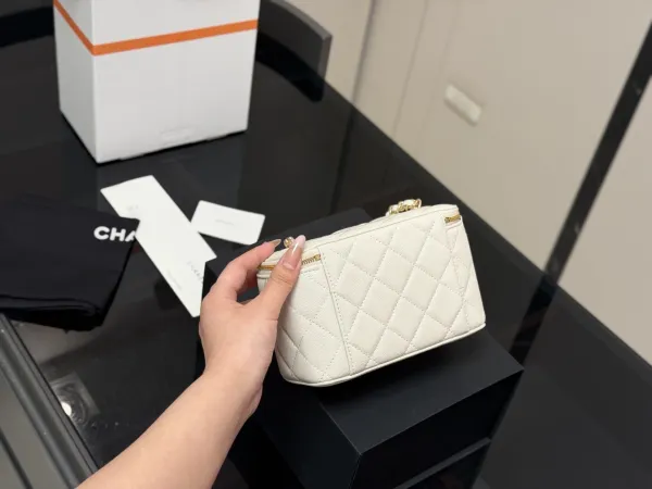 Chanel Mini Vanity Bag Lemon Yellow Quilted Caviar Leather Chain Bag Clutches - 44
