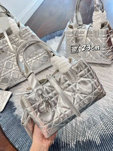 Dior Lady Dior Metallic Gold Quilted Handbags Set - 13