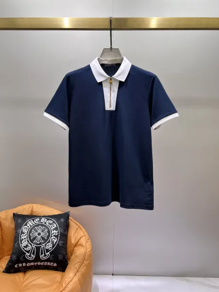 Louis Vuitton Zip-Placket Polo Navy and White Polo Tops Polo - 1