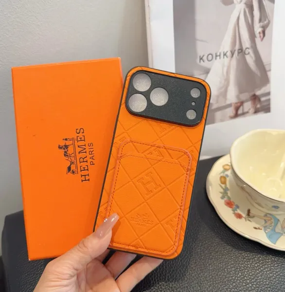 Dior Lady Dior Quilted Phone Case Black with Orange Camera Cutout - 9