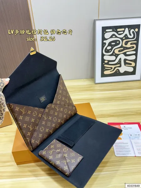 Louis Vuitton Monogram Envelope Clutch Beige Shoulder Bag Clutches - 6