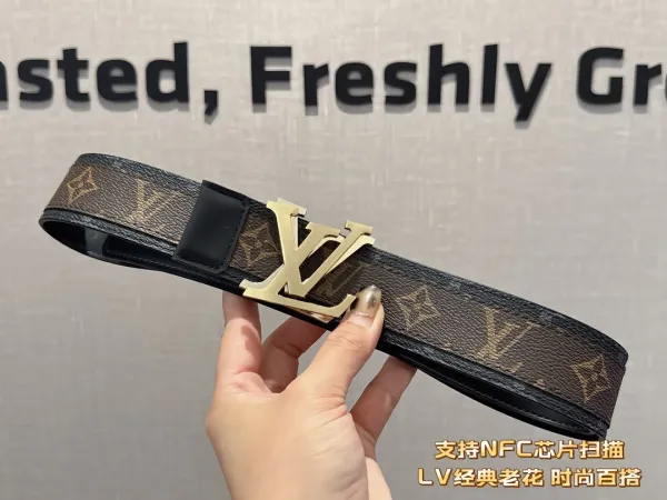 Louis Vuitton LV Initiales Belt Gray Monogram Leather Belt - 9