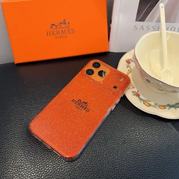 Hermès Glitter Orange Phone Case for iPhone - 1