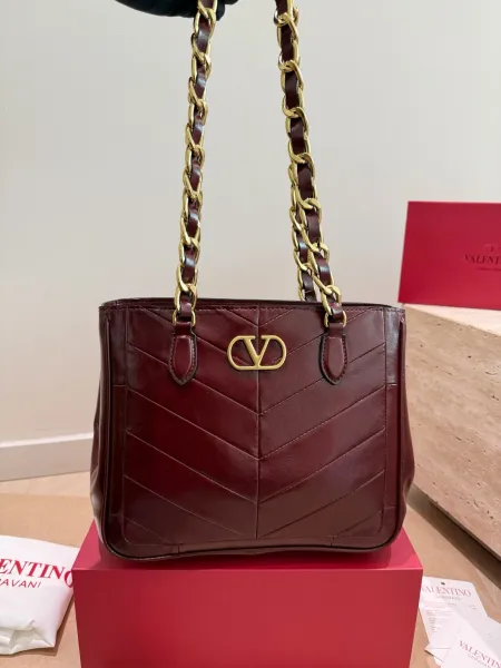 Valentino Garavani VLogo Chain Tote White Handbag - 2