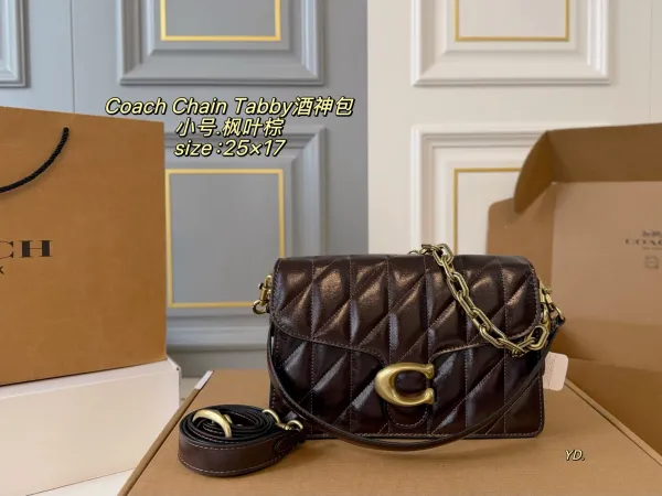 Coach Chain Tabby Quilted Black and Silver Crossbody Bag - 12