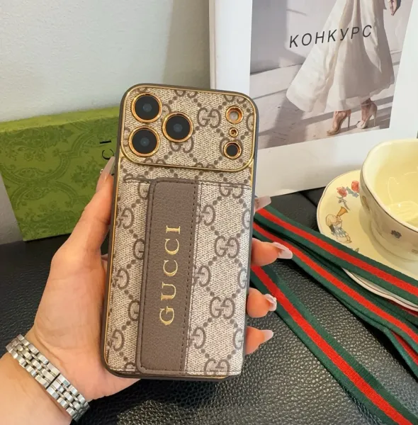 Gucci GG Marmont Phone Case with Card Holder Beige Canvas Phone Case - 16