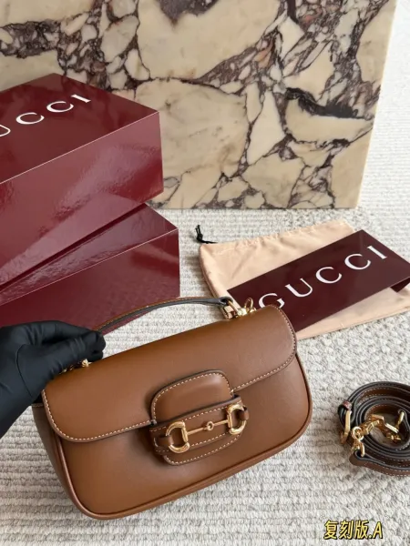 Gucci Horsebit 1955 Mini Bag Brown Leather Handbag - 1