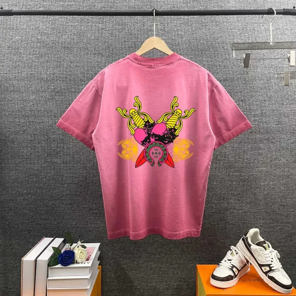 Chrome Hearts Cross Swirl Print Pink T-Shirt - 25