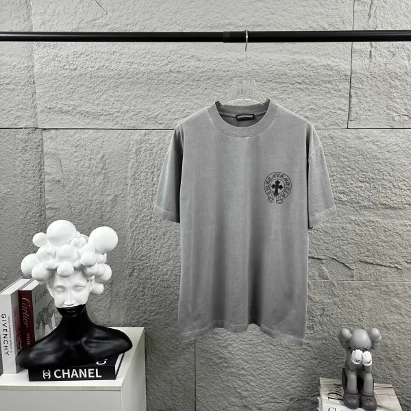 Chrome Hearts Cross Logo Distressed Gray T-Shirt - 1