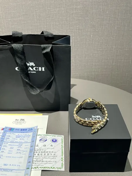 Coach Madison Oval Rose Gold-Tone Watch with Black Dial and Chain Bracelet Watches - 25