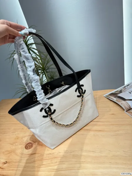 Chanel Raffia Tote Bag Pink Beige Handbag - 22