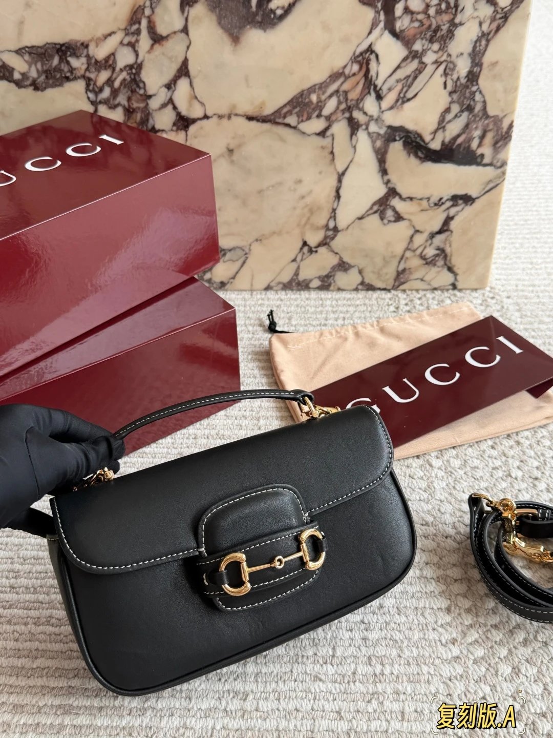 Gucci Horsebit 1955 Mini Bag Burgundy Leather Handbag - 52