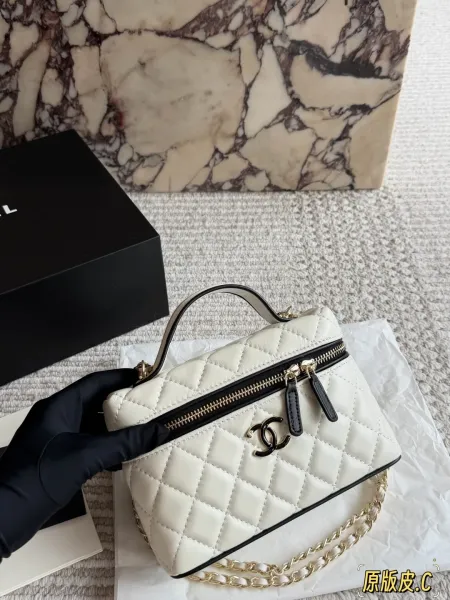 Chanel Mini Vanity Bag White Quilted Leather Handbag - 6
