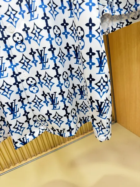 Louis Vuitton Monogram Print Silk Shirt and Shorts Set White Lime Green - 6