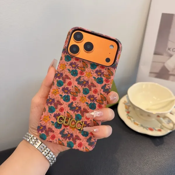Dior Lady Dior Quilted Phone Case Black with Orange Camera Cutout - 7