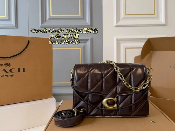 Coach Chain Tabby Quilted Black and Silver Crossbody Bag - 4