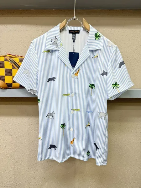 Louis Vuitton Monogram Print Silk Shirt and Shorts Set White Lime Green - 16