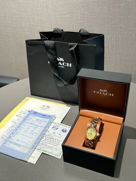 Coach Madison Oval Rose Gold-Tone Watch with Black Dial and Chain Bracelet Watches - 22