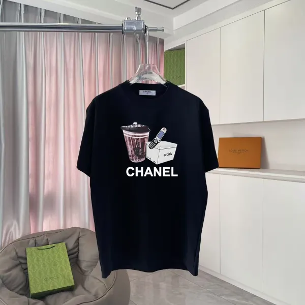 Chanel Archive Graphic Print Black T-Shirt - 1