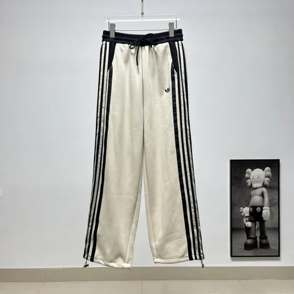 Adidas Originals Track Pants Beige with Black Triple Stripes Sweatpants - 1