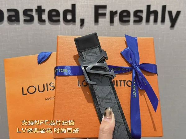 Louis Vuitton LV Initiales Belt Gray Monogram Leather Belt - 4