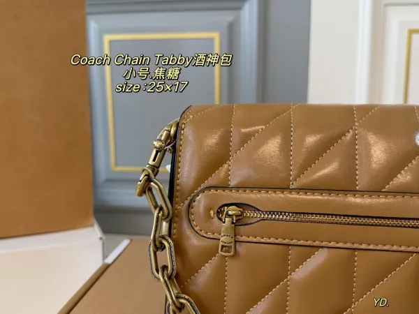 Coach Chain Tabby Quilted Black and Silver Crossbody Bag - 24