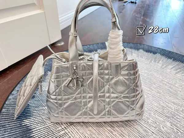 Dior Lady Dior Metallic Gold Quilted Handbags Set - 14