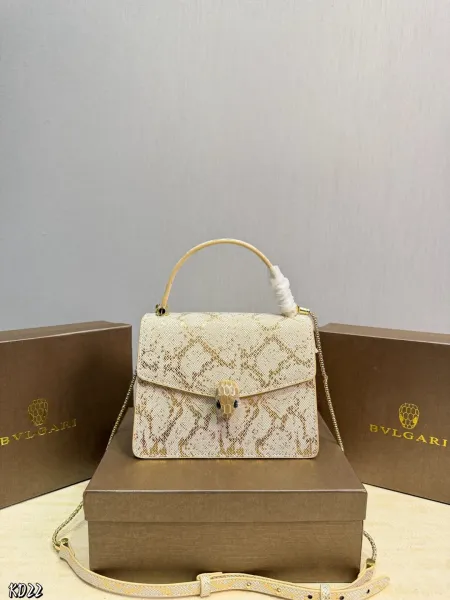 Bvlgari Serpenti Forever Mini Bag Cream Snake-Print Handbag - 1