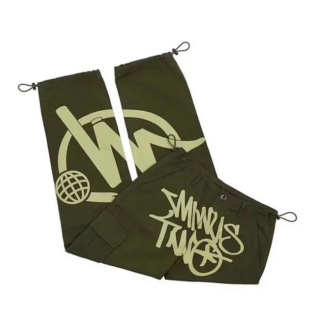 Unbranded Trousers Cargo with multiple flap pockets, adjustable belt, ankle drawstrings and graphic print product detail image 12