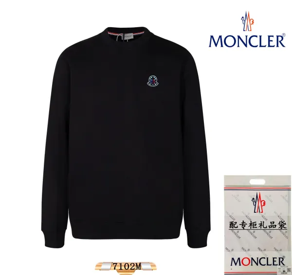 Moncler Spray Paint Logo Black Crewneck Sweatshirt - 14